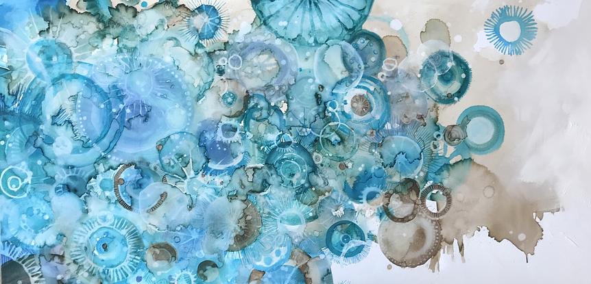 (CreativeWork) Return of the Jellies by Nicolette Kelly. Acrylic. Shop online at Bluethumb.