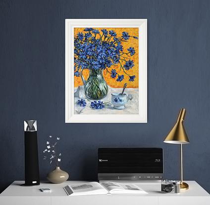 (CreativeWork) Cornflowers – framed original painting  by Irina Redine. Oil. Shop online at Bluethumb.