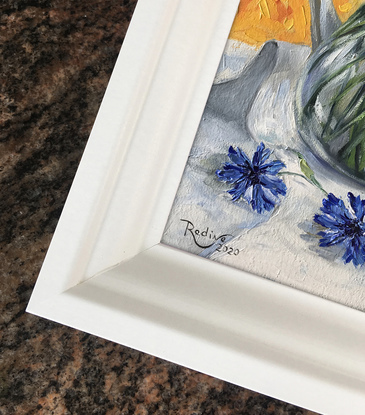 (CreativeWork) Cornflowers – framed original painting  by Irina Redine. Oil. Shop online at Bluethumb.