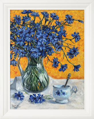 (CreativeWork) Cornflowers – framed original painting  by Irina Redine. Oil. Shop online at Bluethumb.