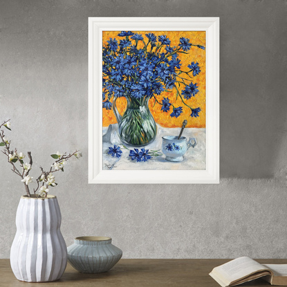 (CreativeWork) Cornflowers – framed original painting  by Irina Redine. Oil. Shop online at Bluethumb.