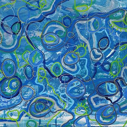 (CreativeWork) Underwater Dreaming by Rebecca Raveane. Acrylic. Shop online at Bluethumb.