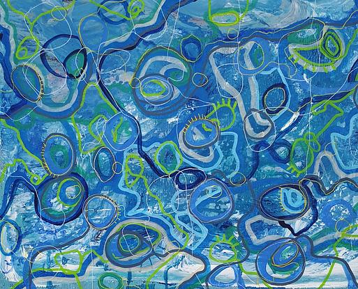 (CreativeWork) Underwater Dreaming by Rebecca Raveane. Acrylic. Shop online at Bluethumb.