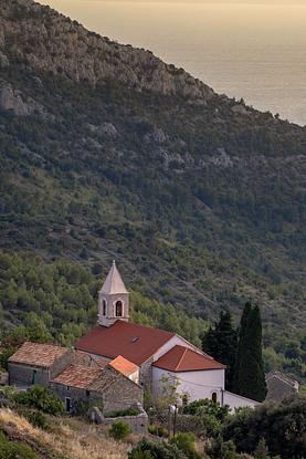 View of small village, mountains and Adriatic Sea