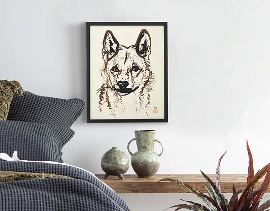 (CreativeWork) Dingo - Framed by Don Fangaroo. Drawing. Shop online at Bluethumb.