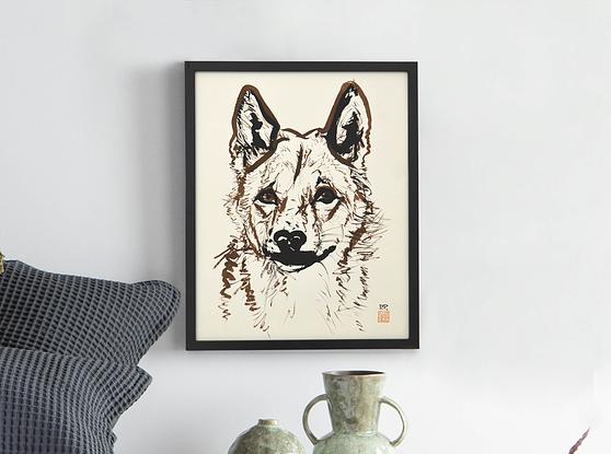 (CreativeWork) Dingo - Framed by Don Fangaroo. Drawing. Shop online at Bluethumb.