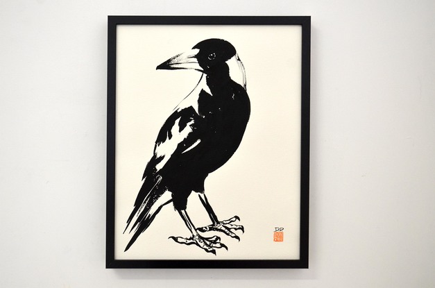 (CreativeWork) Magpie - Framed by Don Fangaroo. Drawing. Shop online at Bluethumb.