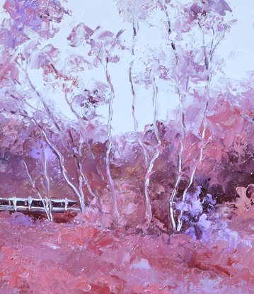 Gum trees landscape in shades of pink.