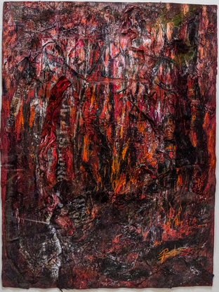 (CreativeWork) Fire Ground by Pamela Fairburn. Mixed Media. Shop online at Bluethumb.