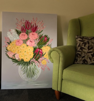 (CreativeWork) The Bouquet  by Joanne Bennett. Acrylic. Shop online at Bluethumb.