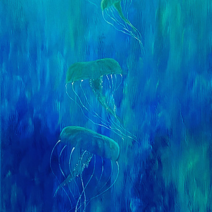 (CreativeWork) Dancing Jellies (8) by Camelle Denny ASMA. Oil. Shop online at Bluethumb.