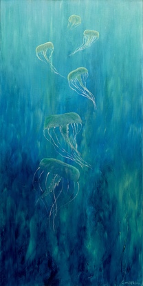 (CreativeWork) Dancing Jellies (8) by Camelle Denny ASMA. Oil. Shop online at Bluethumb.