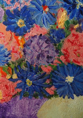 (CreativeWork) Grannie's flowers by Deborah Webb. Acrylic. Shop online at Bluethumb.