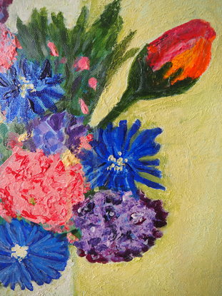 (CreativeWork) Grannie's flowers by Deborah Webb. Acrylic. Shop online at Bluethumb.