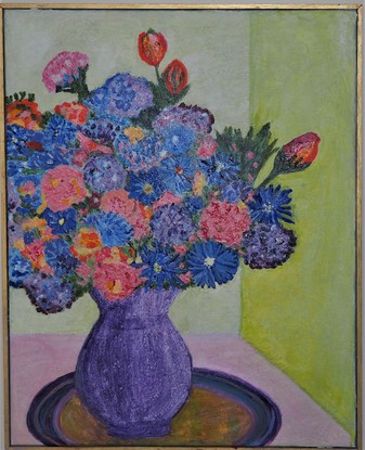 (CreativeWork) Grannie's flowers by Deborah Webb. Acrylic. Shop online at Bluethumb.