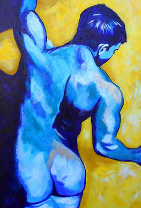 (CreativeWork) Sensual Man - Commission for Bron by julie hollis. Acrylic. Shop online at Bluethumb.