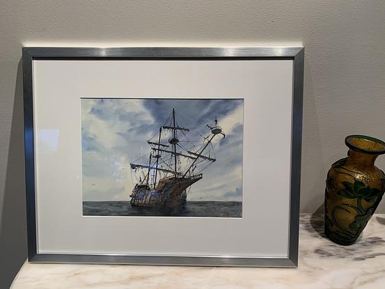 (CreativeWork)  Pirate Ship  by zijin liu. Watercolour. Shop online at Bluethumb.