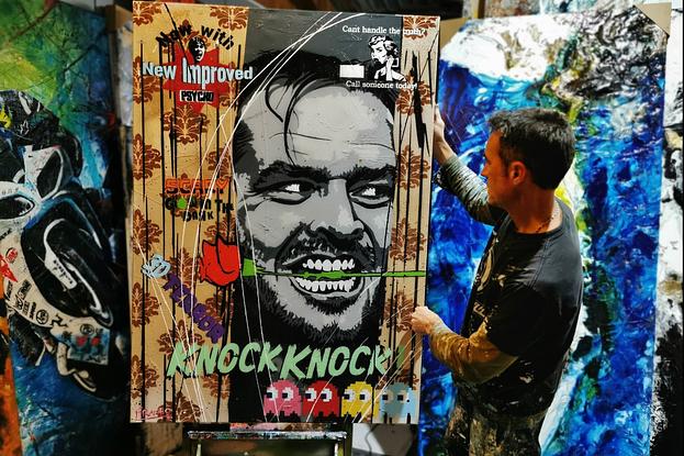 (CreativeWork) Here's Johnny 140cm x 100cm The Shining Urban Pop Art Textured Acrylic Gloss Finish FRANKO by _Franko _. Mixed Media. Shop online at Bluethumb.