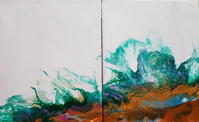 (CreativeWork) THE SPLASH    diptych  by LINA Basile. Acrylic. Shop online at Bluethumb.