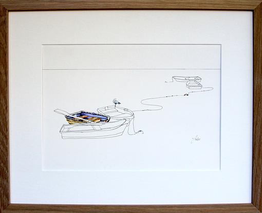 (CreativeWork) Rowing boats 1 by Jules Lawson. Watercolour. Shop online at Bluethumb.