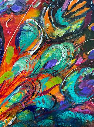 (CreativeWork) COLOURFUL  PEACOCK by Ivana Pinaffo. Acrylic. Shop online at Bluethumb.