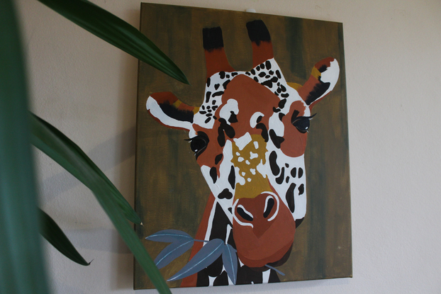 (CreativeWork) GIRAFFE IN SAVANNA by Silvia Lettieri. Acrylic. Shop online at Bluethumb.