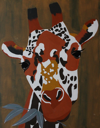 (CreativeWork) GIRAFFE IN SAVANNA by Silvia Lettieri. Acrylic. Shop online at Bluethumb.