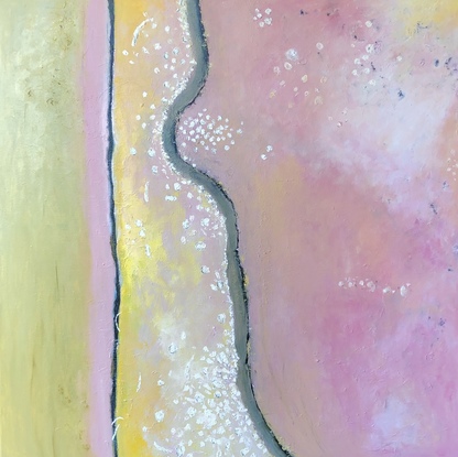 Aerial view of Australian coastline  with textural elements and in pastel colours.