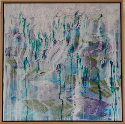 (CreativeWork) DELUGE CYAN by Catherine Suomalainen. Mixed Media. Shop online at Bluethumb.