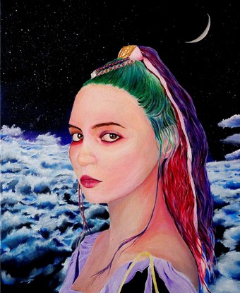 (CreativeWork) Miss Anthropocene - A Portrait by Lawrance Singh. Acrylic. Shop online at Bluethumb.