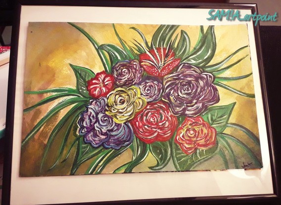 (CreativeWork) abstract flower bouquet by samia farrukh. Acrylic. Shop online at Bluethumb.