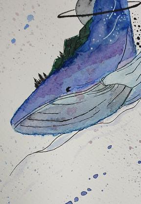 (CreativeWork) Dreams of the Whale by Charandeep Singh. Watercolour. Shop online at Bluethumb.