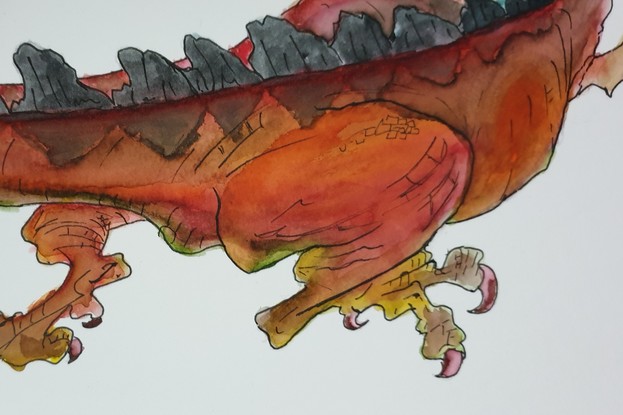 (CreativeWork) I Walk with the Dinosaurs by Charandeep Singh. Watercolour. Shop online at Bluethumb.