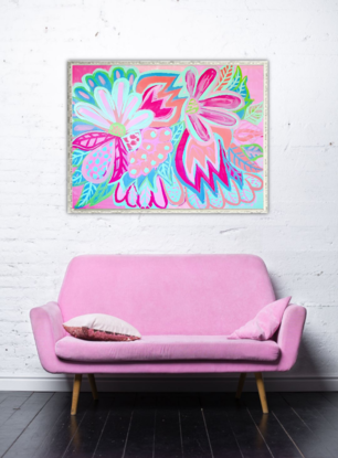 (CreativeWork) "Floral delight" by Maddison Norton. Acrylic. Shop online at Bluethumb.