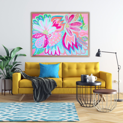 (CreativeWork) "Floral delight" by Maddison Norton. Acrylic. Shop online at Bluethumb.