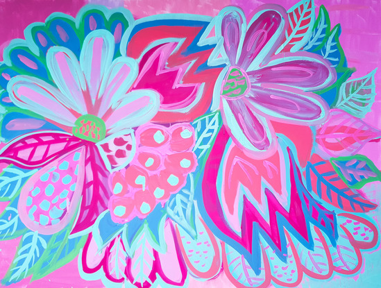 (CreativeWork) "Floral delight" by Maddison Norton. Acrylic. Shop online at Bluethumb.