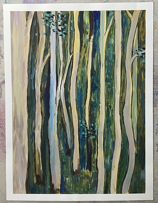 (CreativeWork) Woodland Abstract II by CAGEY ART. Acrylic. Shop online at Bluethumb.