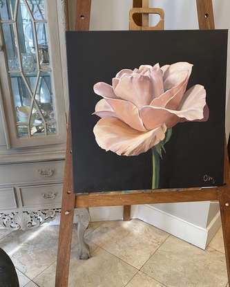 (CreativeWork) Paris Rose by Catherine Mac. Acrylic. Shop online at Bluethumb.