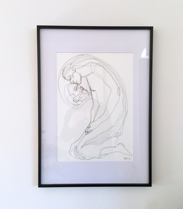 (CreativeWork) In memory  Framed - Continuous line drawing  by Phil Herbison. Drawing. Shop online at Bluethumb.