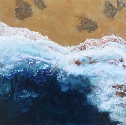 (CreativeWork) Solitary Beach by Liz Brown. Acrylic. Shop online at Bluethumb.