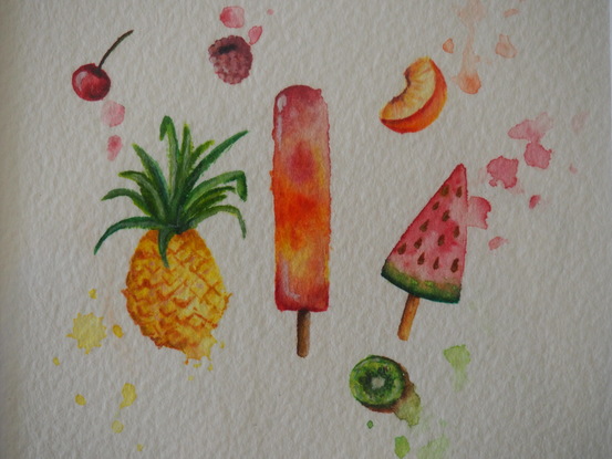 (CreativeWork) Summer Fun oneWater by Julia Hasselmann. Watercolour. Shop online at Bluethumb.