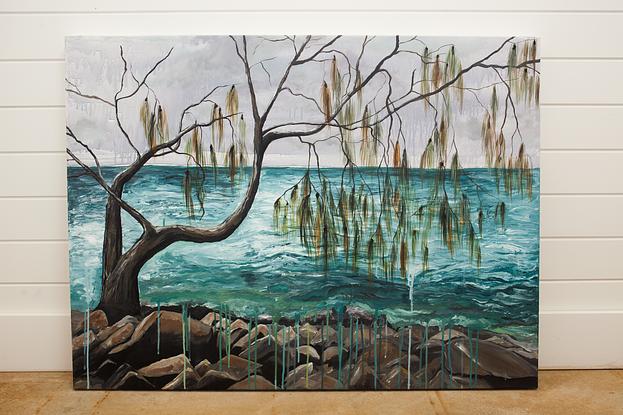 (CreativeWork) Washed Away - Durangbil, Arakwal Country by Georgie River. Acrylic. Shop online at Bluethumb.