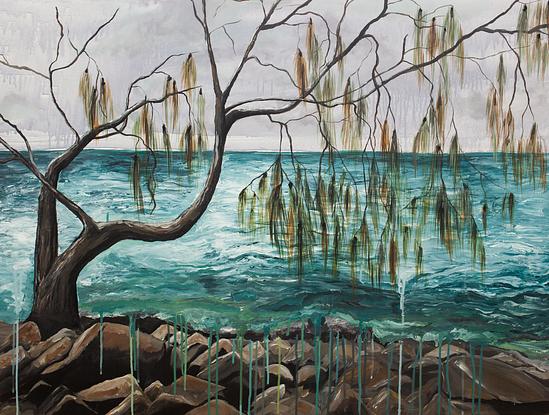 (CreativeWork) Washed Away - Durangbil, Arakwal Country by Georgie River. Acrylic. Shop online at Bluethumb.