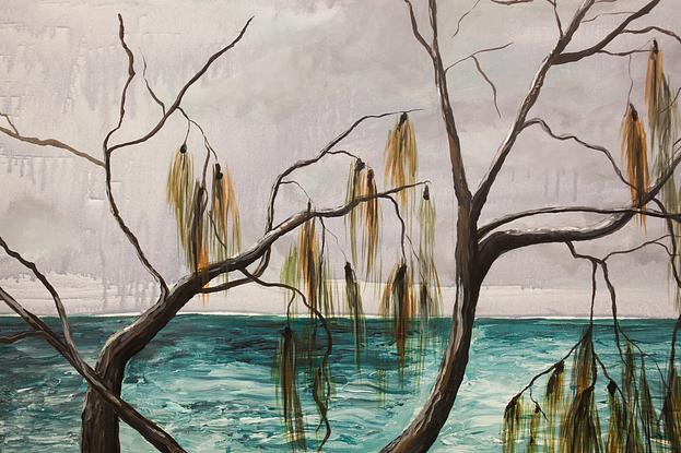 (CreativeWork) Washed Away - Durangbil, Arakwal Country by Georgie River. Acrylic. Shop online at Bluethumb.