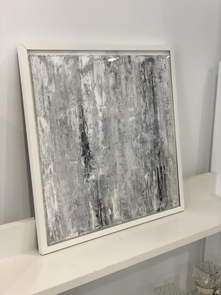 (CreativeWork) Silver rain by Rodrigo Haddad. Acrylic. Shop online at Bluethumb.