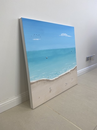 (CreativeWork) Day at the beach  by Rodrigo Haddad. Acrylic. Shop online at Bluethumb.