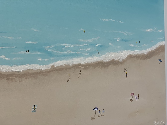 (CreativeWork) Day at the beach  by Rodrigo Haddad. Acrylic. Shop online at Bluethumb.