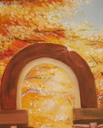 (CreativeWork) Ancient Autumn by Sarah Bara. Acrylic. Shop online at Bluethumb.