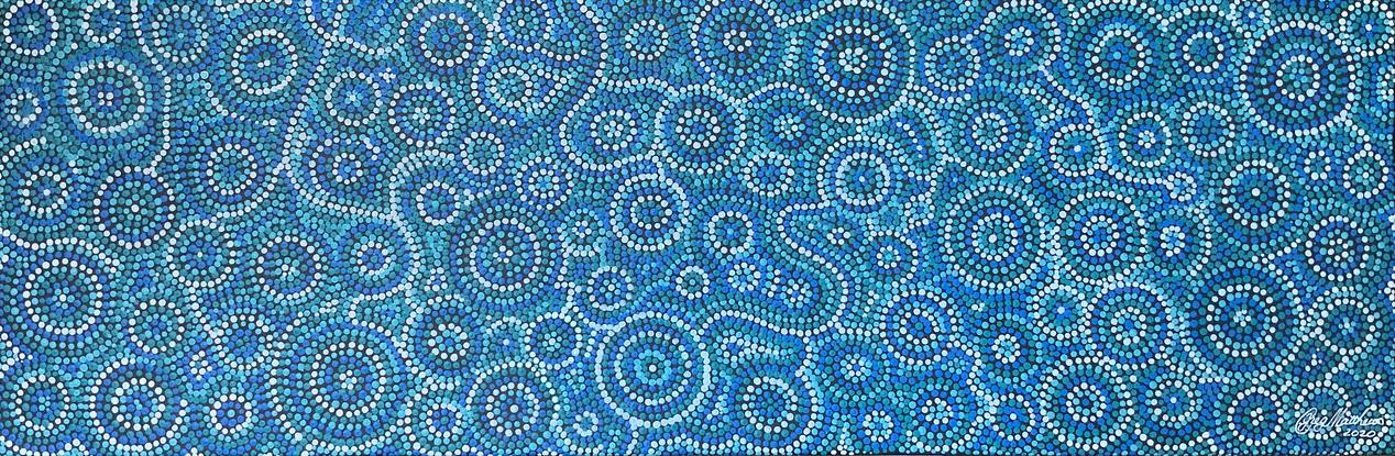 (CreativeWork) Blue Ripples_1 by Uncle Greg Matthews. Acrylic. Shop online at Bluethumb.