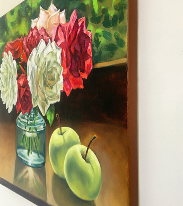 (CreativeWork) Roses and Apples by Irina Redine. Oil. Shop online at Bluethumb.